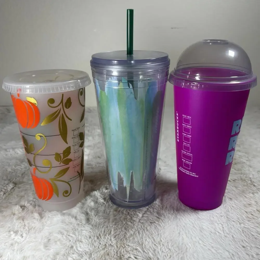 Starbucks Cold Cup Bundle | Hello Pumpkin, Watercolor Tumbler, Refresh Pink